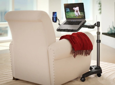 Photo of floor stand being used at a recliner