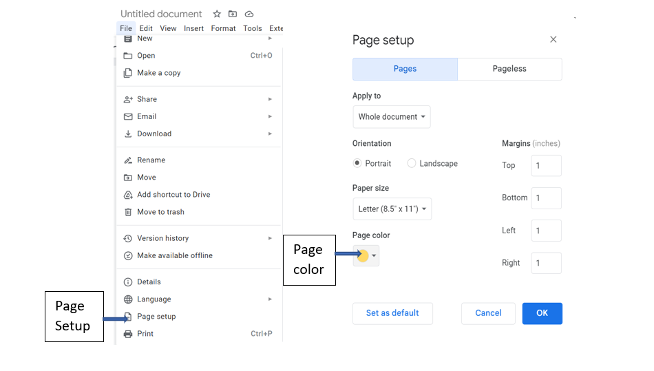 Google Doc color change page.