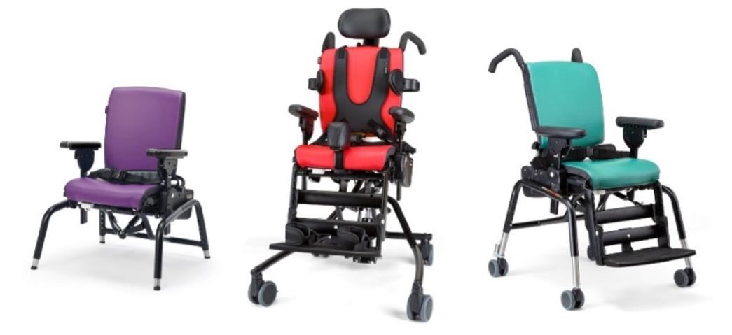 Images of three different positioning chairs