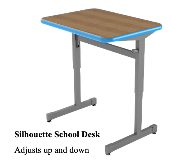 Silhouette School Desk. Adjusts up and down.