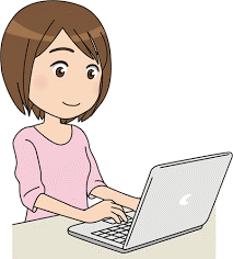 Drawing of a woman using a laptop