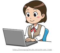 Drawing of a woman using a laptop
