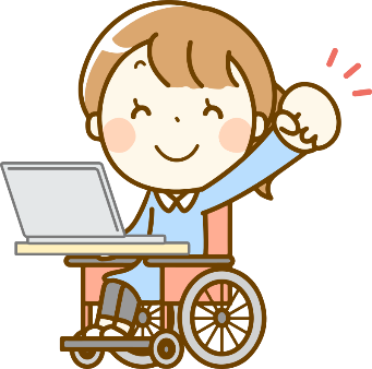 Clipart of a girl in a wheelchair using a computer