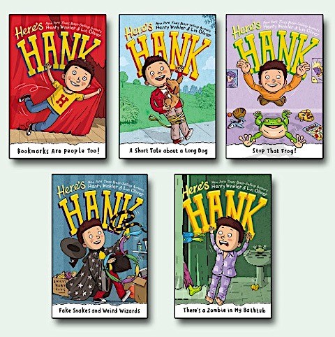 Cover images of five Here's Hank books
